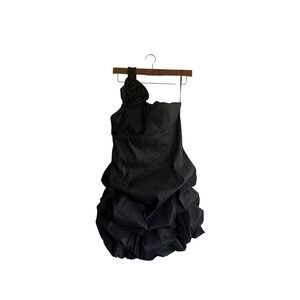 y2k Forever 21 Party‎ Dress One Shoulder Ruffle Black Cocktail Dress Size M
